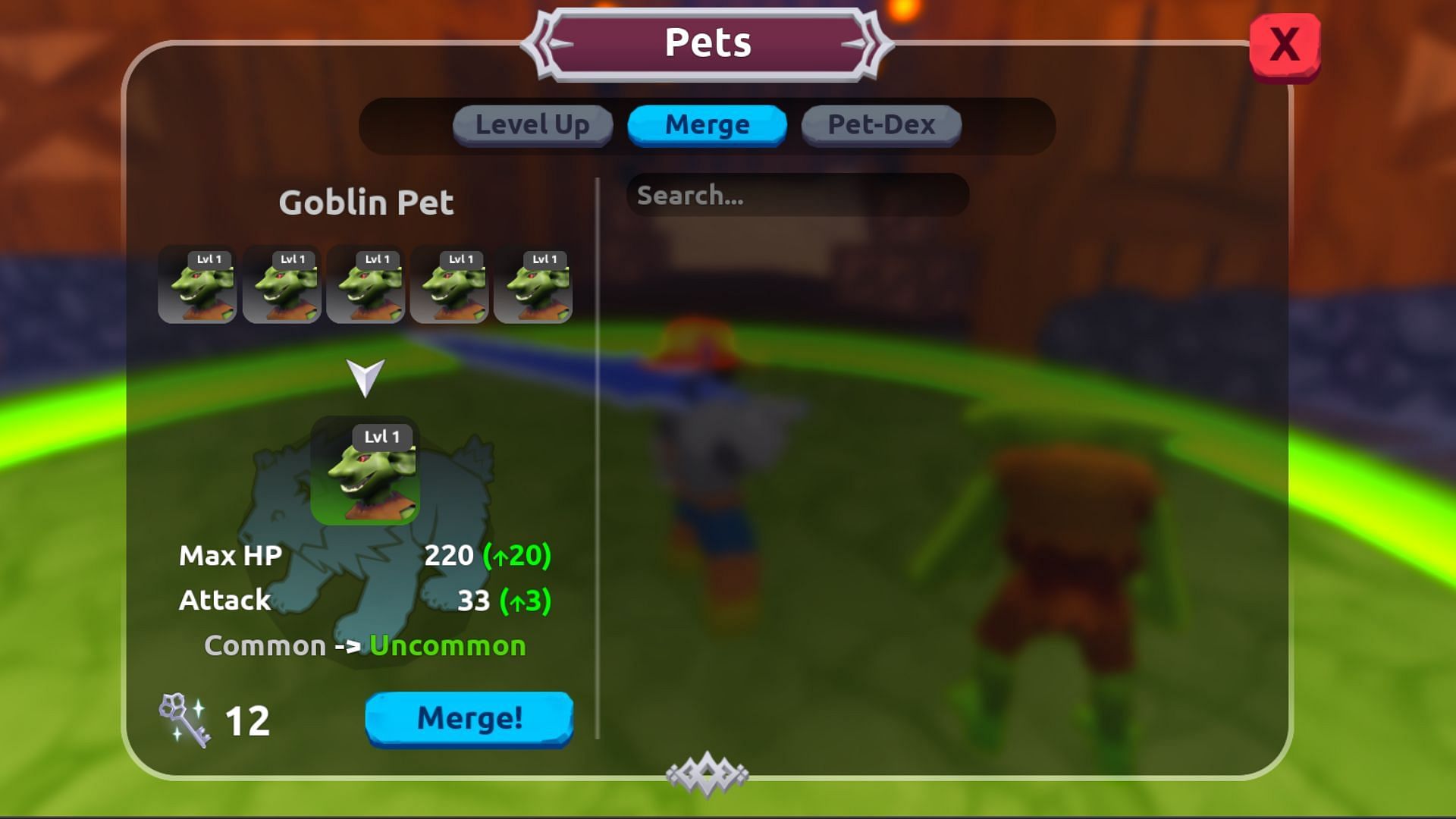 Use the Merge system to get better Pets (Image via Roblox)